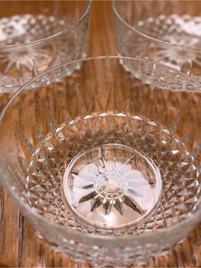 Vintage Atomic Arcoroc Starburst Silver/Leaded Depression Glass Bowls. Set of 3